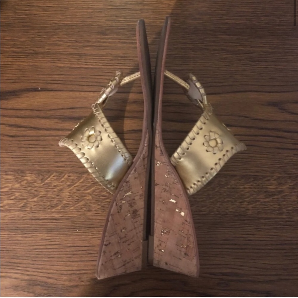 Jack Rogers Gold Wedge Thong Sandals - Picture 2 of 8
